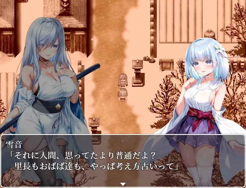 雪音剧情对话与城镇探索 雪音の仇討ち物語剧情对话场景:雪音在和风城镇中调查线索